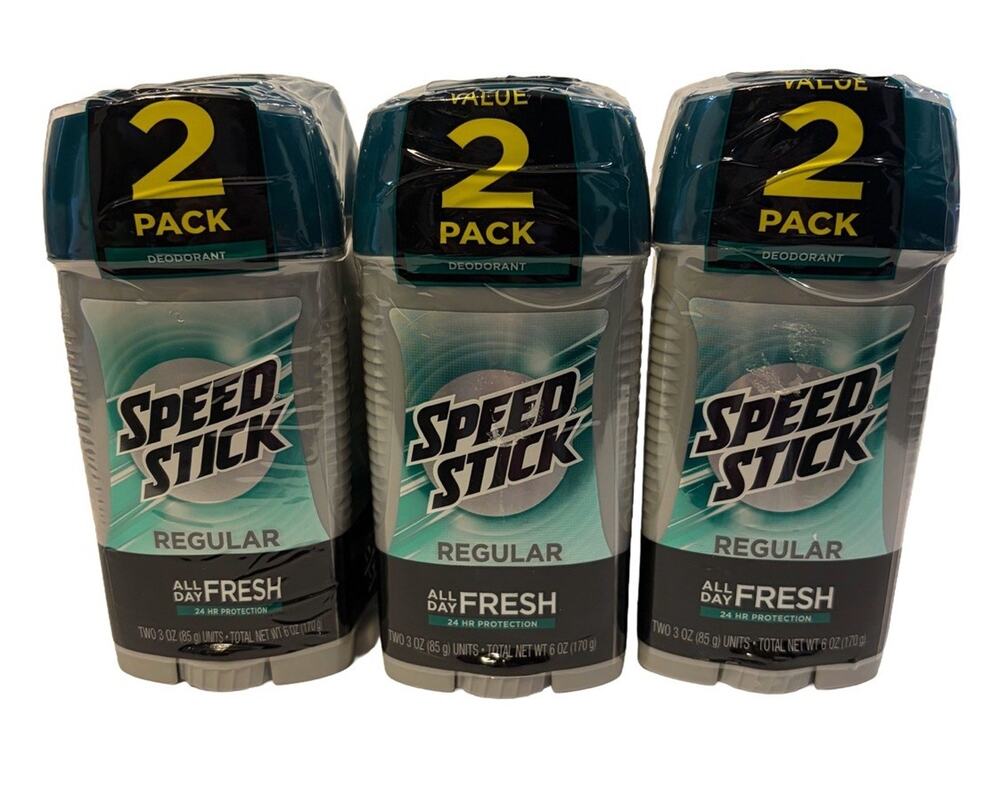 Speed Stick Regular Deodorant Lot Of 3 All Day Fresh 3 oz 2-Pack 6 Sticks Total